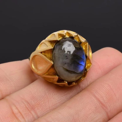 Labradorite Natural Gemstone Handcrafted Birthday Signet Ring