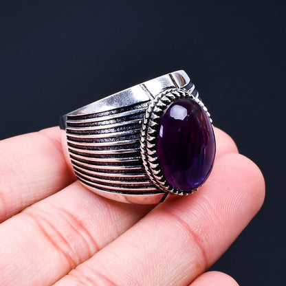 Amethyst Natural Gemstone Handcrafted Signet Ring