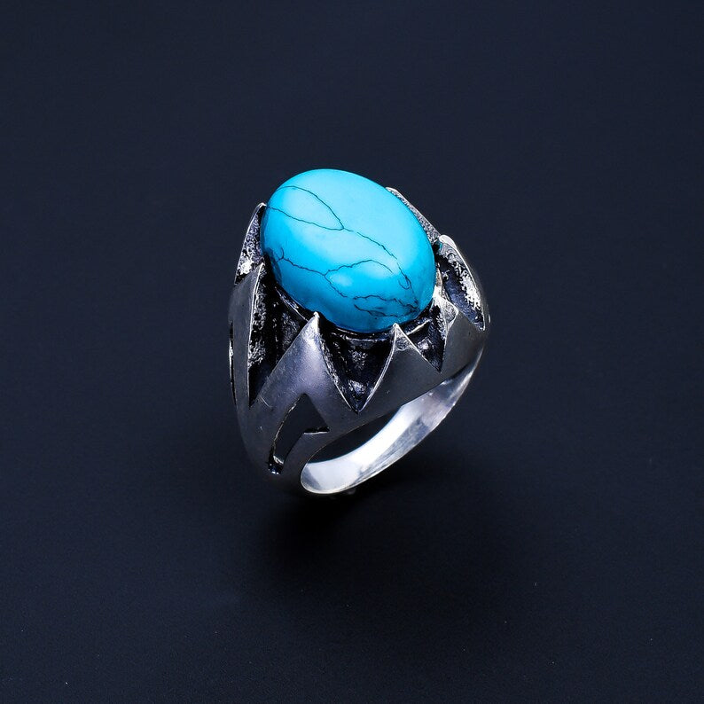 Natural Turquoise Gemstone Handcrafted Statement Ring