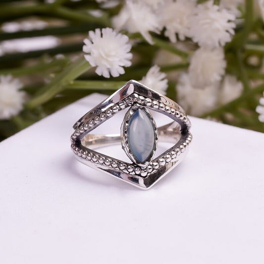 Rainbow Moonstone Handcrafted Natural Gemstone Statement Ring