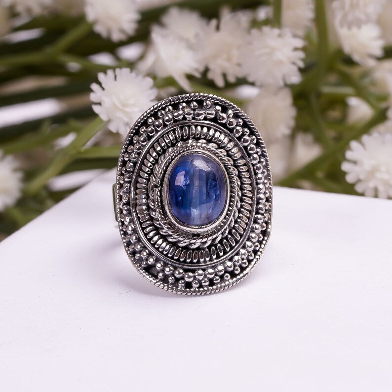 Kyanite Handcrafted Natural Gemstone Signet Ring