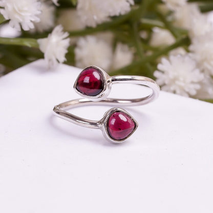 Garnet Handcrafted Adjustable Natural Gemstone Ring