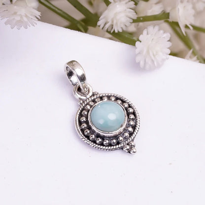 Larimar Gemstone 925 Sterling Silver Handcrafted Pendant