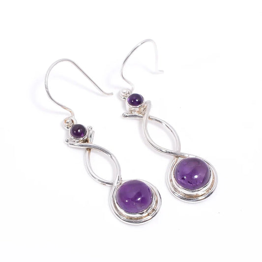 Natural Amethyst Gemstone Drop Handcrafted Earrings