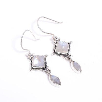 Rainbow Moonstone Handcrafted  Drop Gemstone Earrings