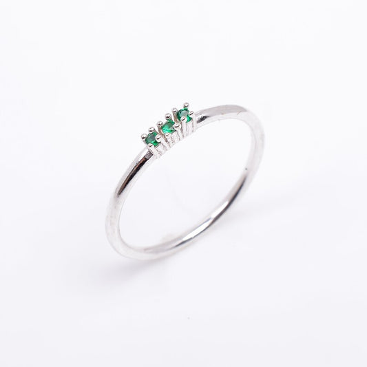 Green Cubic Zirconia Minimalist Gemstone Statement Ring