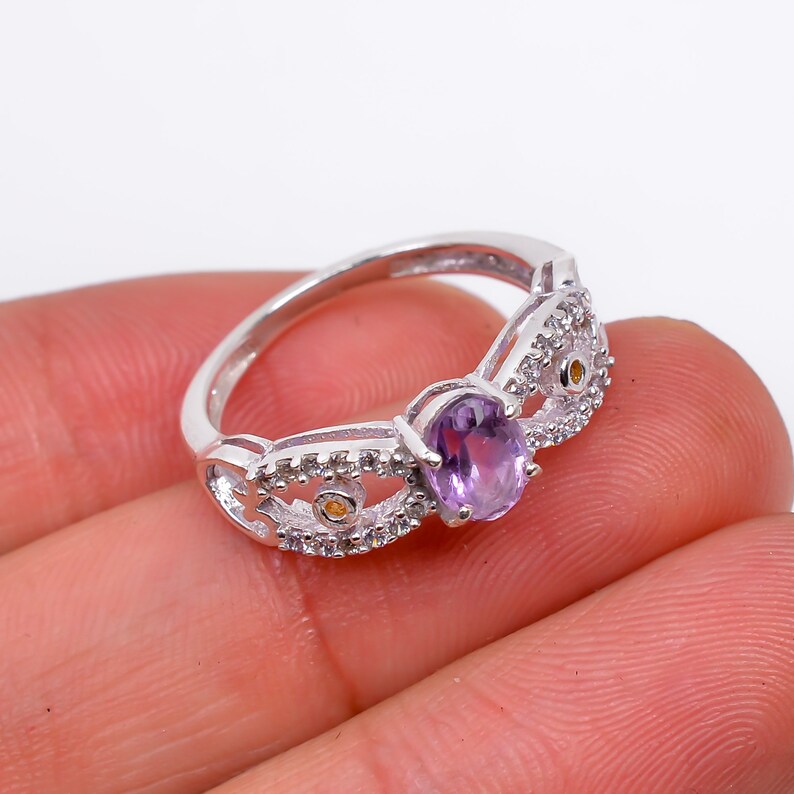 Amethyst Handcrafted Statement Natural Gemstone Ring