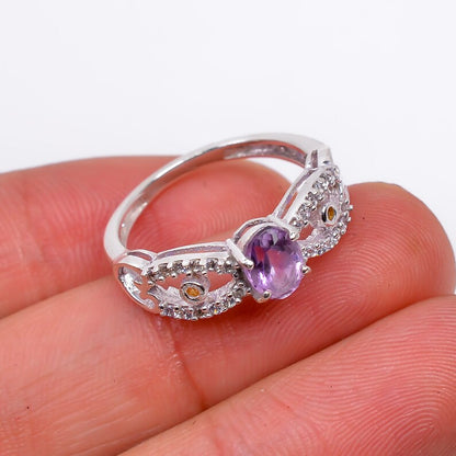 Amethyst Handcrafted Statement Natural Gemstone Ring
