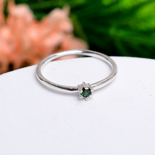 Green Cubic Zirconia Gemstone Handcrafted Statement Ring