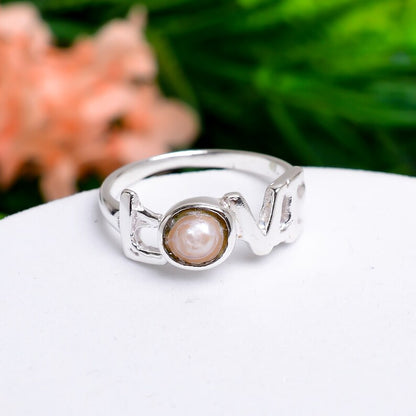 Pearl Natural Gemstone Handcrafted Statement Love Ring