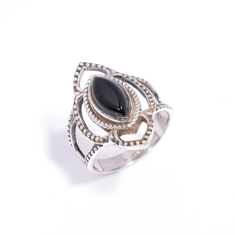 Black Onyx Handcrafted Statement Natural Gemstone Ring
