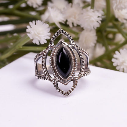Black Onyx Handcrafted Statement Natural Gemstone Ring