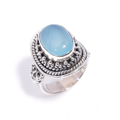 Chalcedony Natural Gemstone Dainty Handcrafted Ring