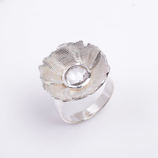 Cubic Zirconia Handcrafted Natural Gemstone Birthstone Flower Ring