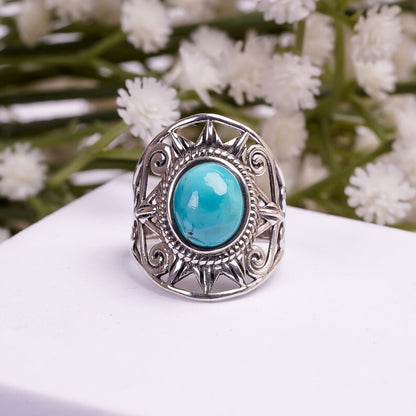 Turquoise Handcrafted Signet Natural Gemstone Ring