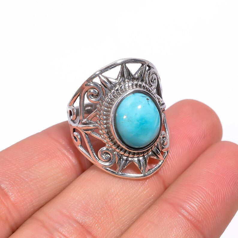 Turquoise Handcrafted Signet Natural Gemstone Ring