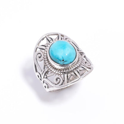 Turquoise Handcrafted Signet Natural Gemstone Ring