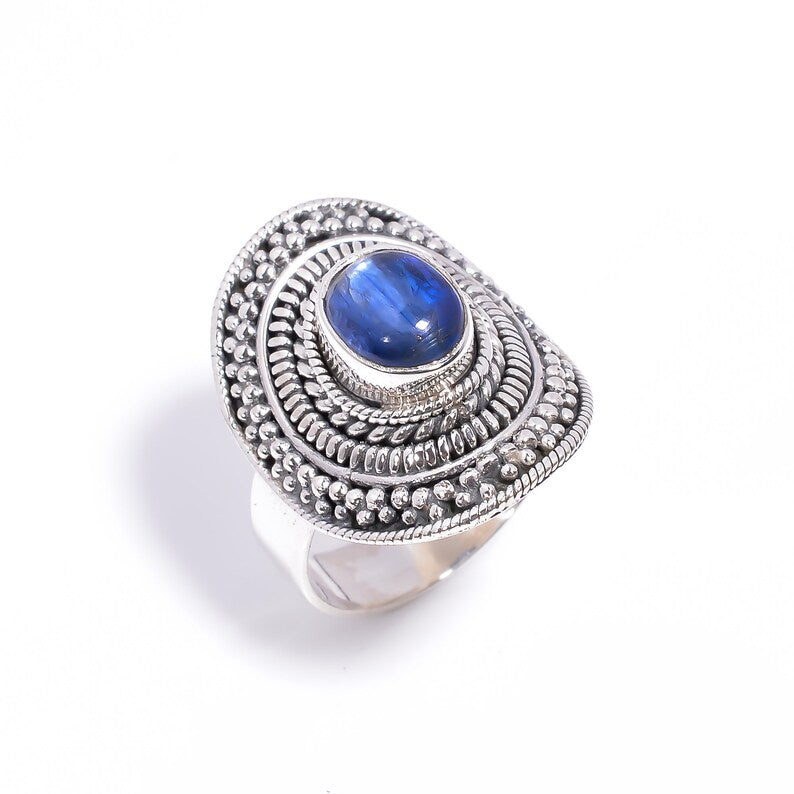 Kyanite Handcrafted Natural Gemstone Signet Ring