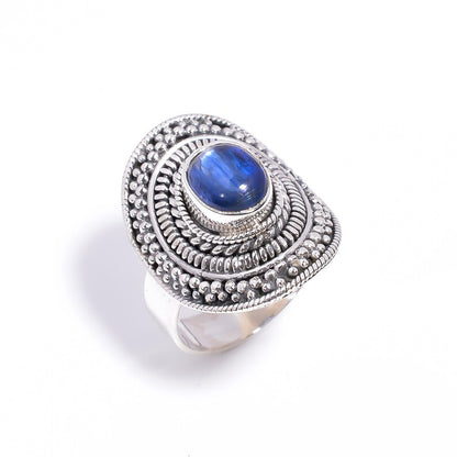 Kyanite Handcrafted Natural Gemstone Signet Ring