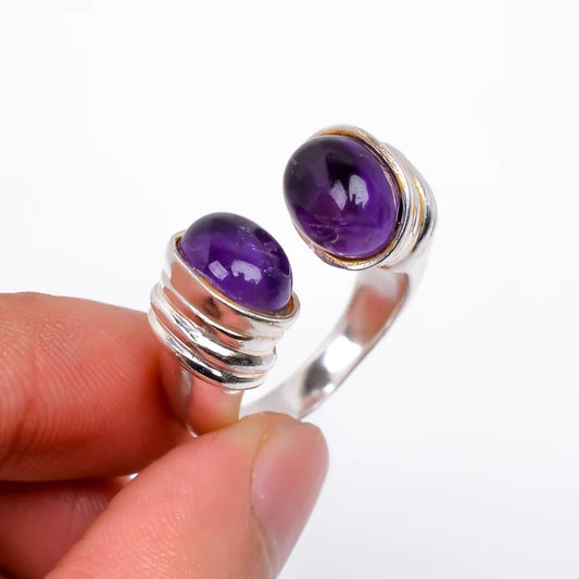 Natural Amethyst Gemstone Handcrafted Statement Ring