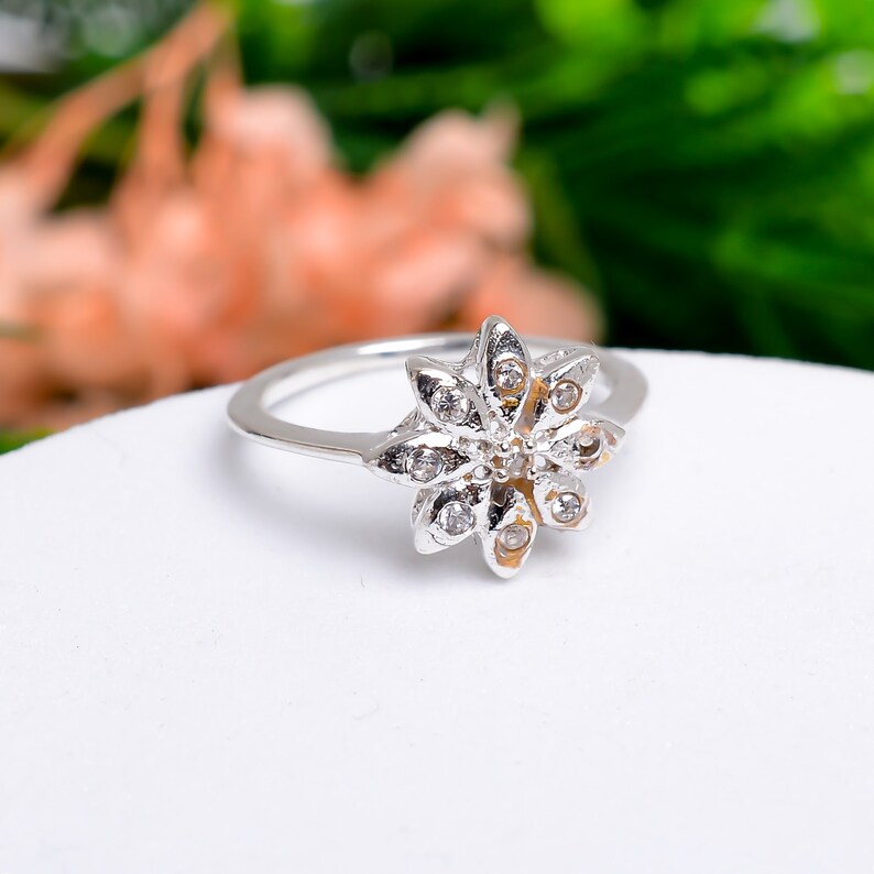Cubic Zirconia Handcrafted Minimalist Gemstone Statement Ring