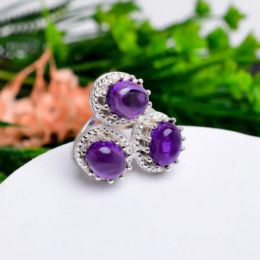 Amethyst Handcrafted Natural Gemstone Statement Ring