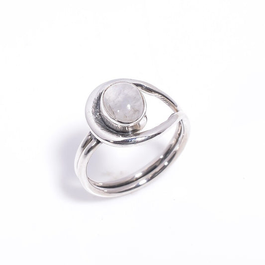 Rainbow Moonstone Gemstone Statement Handcrafted Ring