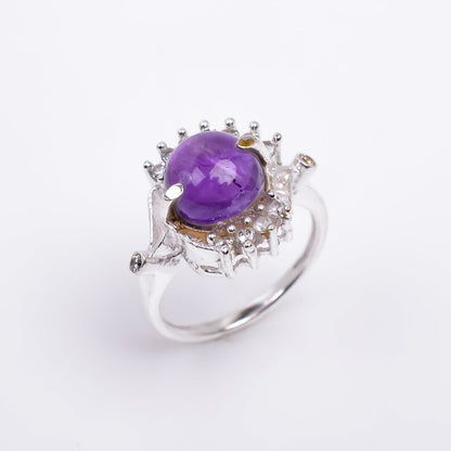 Amethyst Handcrafted Birthstone Natural Gemstone Ring