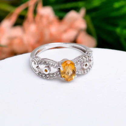 Natural Citrine Gemstone Handcrafted Birthstone Ring