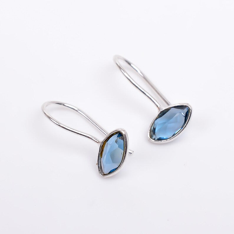 Iolite Gemstone Handcrafted Drop Minimalist Earrings
