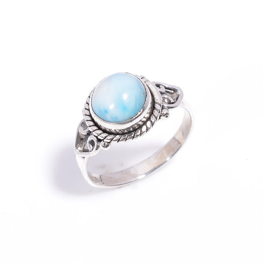 Larimar Natural Gemstone Handcrafted Statement Ring