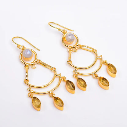 Citrine Handcrafted Gemstone Drop Minimalist Earrings
