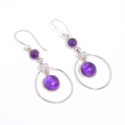 Amethyst Gemstone Handcrafted Drop Minimalist Earrings