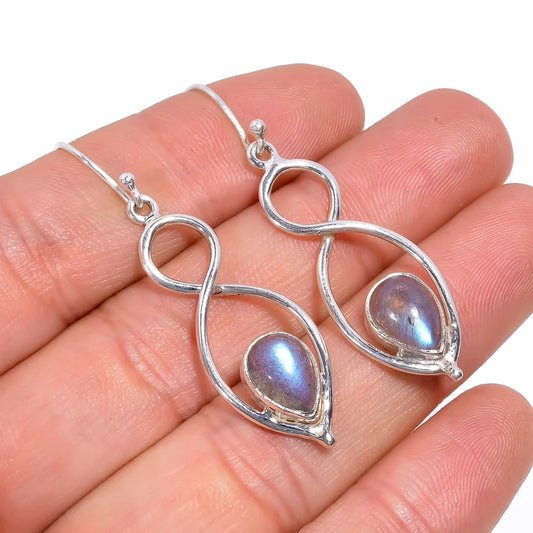 Labradorite Natural Gemstone Handcrafted Drop Earrings