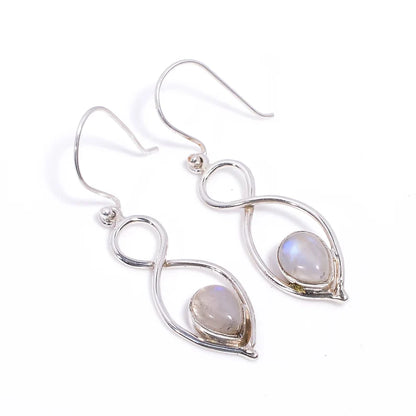 Rainbow Moonstone Gemstone Handcrafted Drop Earrings