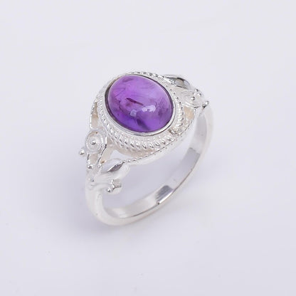 Amethyst Handcrafted Birthstone Natural Gemstone Ring