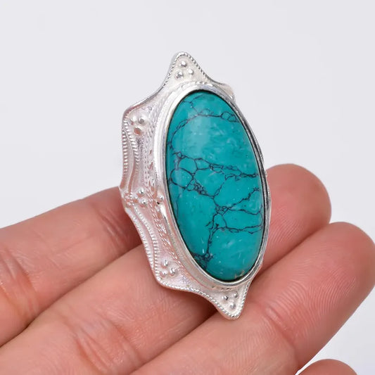 Turquoise Handcrafted Signet Natural Gemstone Ring