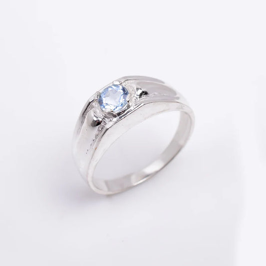 Blue Topaz Handcrafted Statement Natural Gemstone Ring