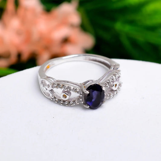 Iolite Natural Gemstone Statement Handcrafted Ring