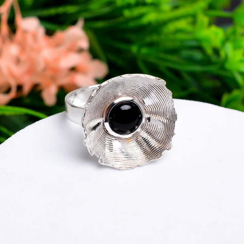 Black Onyx Handcrafted Statement Natural Gemstone Ring