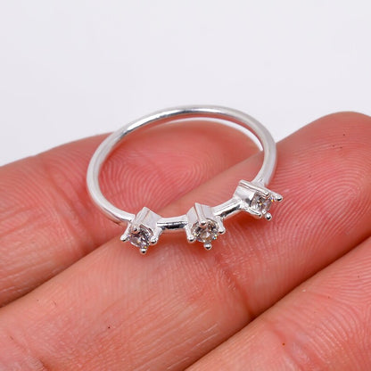 Cubic Zirconia Handcrafted Natural Gemstone Statement Ring