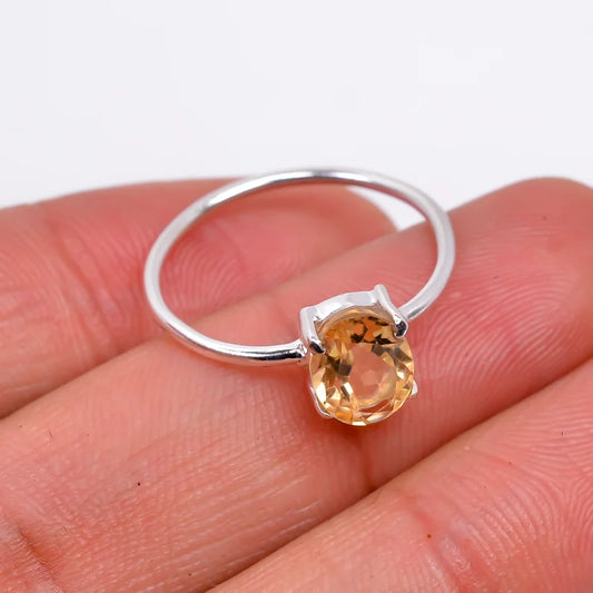 Natural Citrine Gemstone Statement Handcrafted Ring