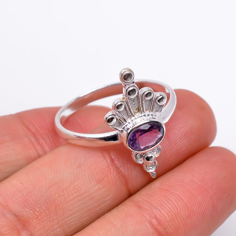 Amethyst Natural Gemstone Handcrafted Statement Ring