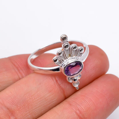 Amethyst Natural Gemstone Handcrafted Statement Ring