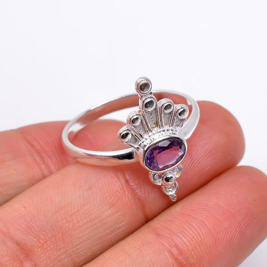 Amethyst Natural Gemstone Handcrafted Statement Ring