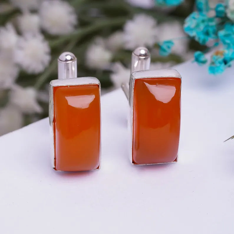 Carnelian  925 Sterling Silver Cufflinks