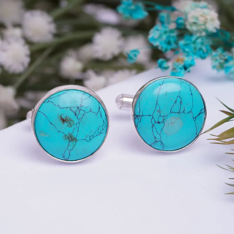 Turquoise 925 Sterling Silver Cufflinks