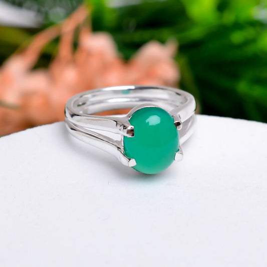 Green Onyx Handcrafted Statement Natural Gemstone Ring