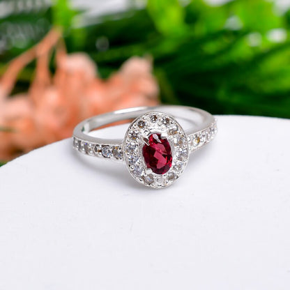 Natural Garnet Gemstone Handcrafted Statement Birthstone Ring