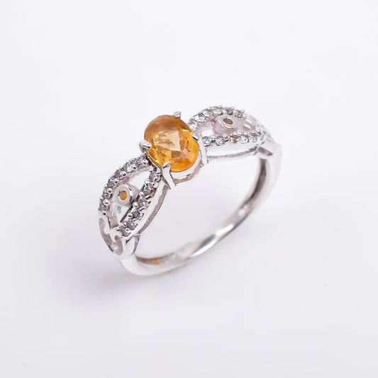 Natural Citrine Gemstone Handcrafted Birthstone Ring